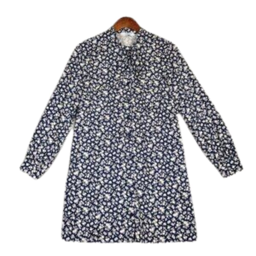 & Other Stories Paris Atelier Shirt Dress Womens 6 Blue White Fruit Print Preppy